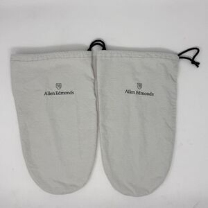 Allen Edmonds Gray Cloth Shoe Bags 14”x8” Dust Bag Travel Set of 2 Drawstring